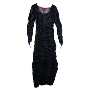 Museum Replicas Limited Black Velvet Rouched Maxi Dress Women's S Gothic Vampire